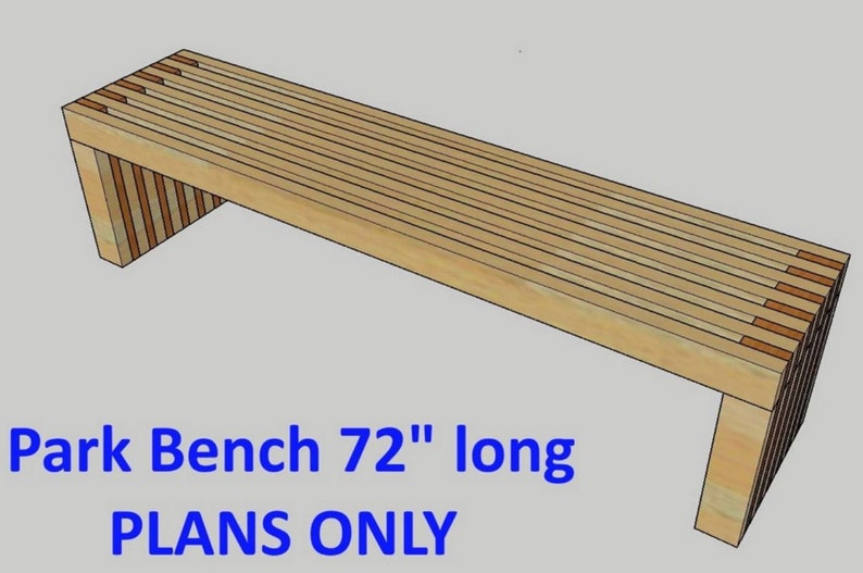 PLANS ONLY for 72 Long Park Bench DIY 2x4 Wood Design Patio Garden