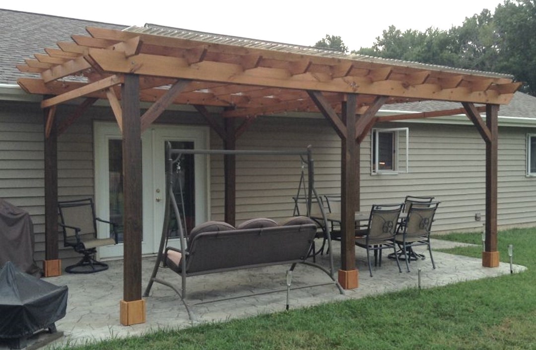 Covered Pergola Plans 12x24' Build DIY Outside Patio Wood Design