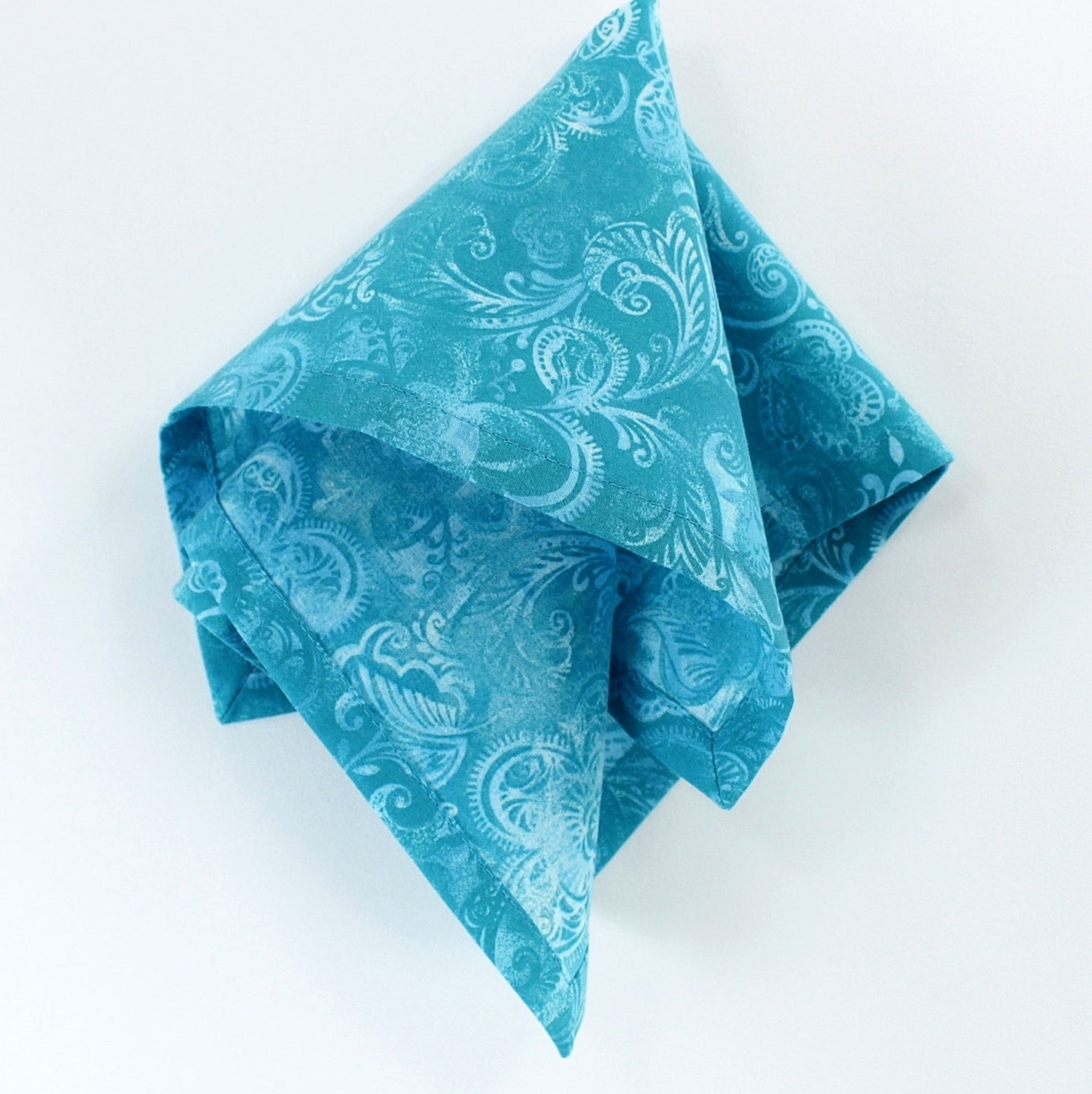 Turquoise Floral Cloth Napkins Tropical Vibes Batik Style Etsy New