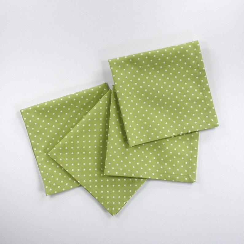Polka Dot Napkins Olive Green Napkin Cotton Lunch Napkin Etsy