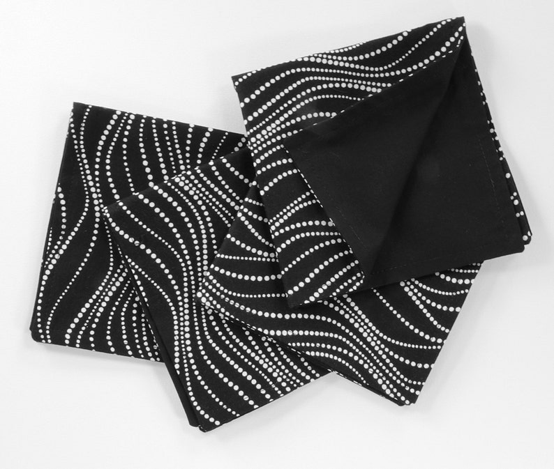 Black white napkins polka dot napkins neutral modern decor Etsy