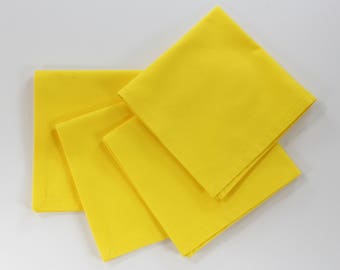 Bright Lemon Yellow Cloth Napkins, 12x12 Inches, Set of 4