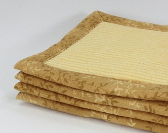 Fabric Coasters, Vines and Leaves, Waterproof Layer, Set of 4