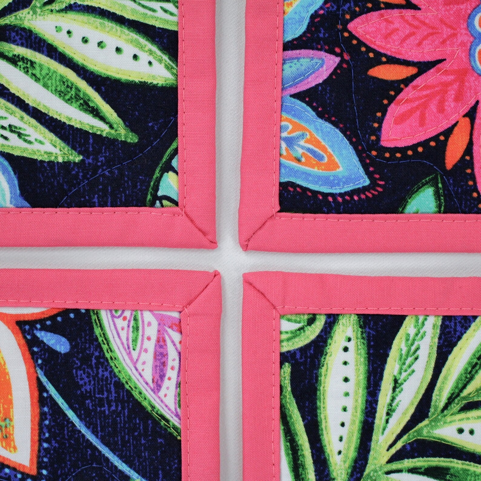 Bold floral mug rug finished mug rug quilted mug rug flower Etsy