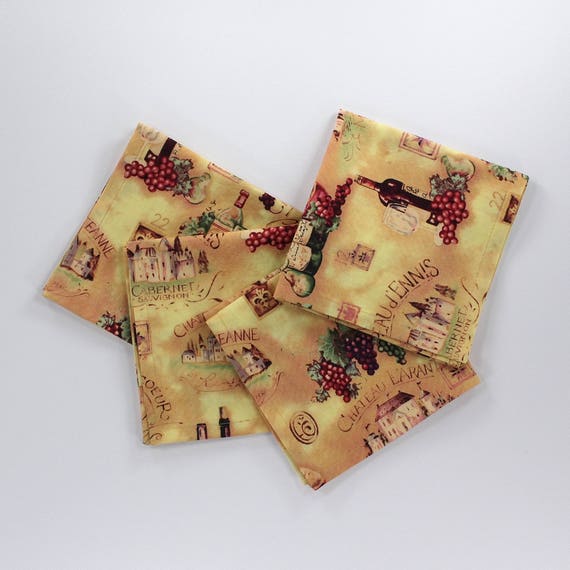 Wine print napkins cloth napkins wine gift cotton fabric Etsy