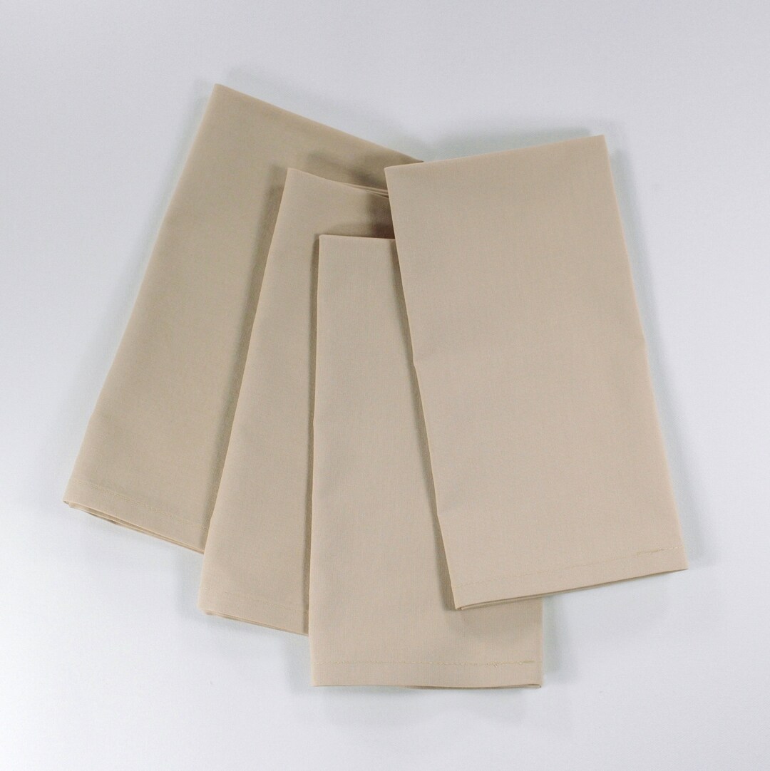 Light Khaki Cotton Dinner Napkins, Cloth Napkins, 18x18 Inches, Set of