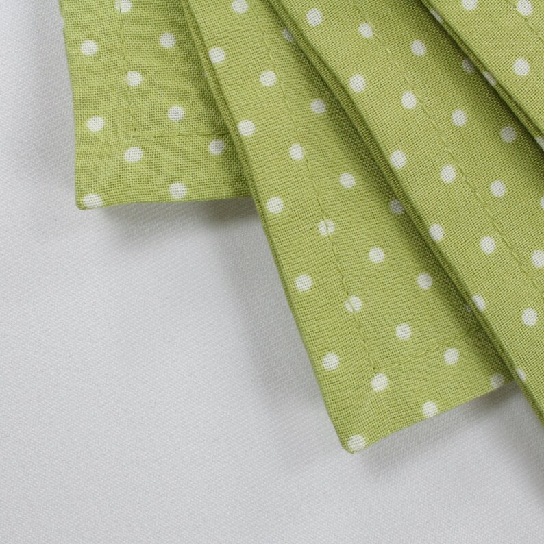 Polka Dot Napkins Olive Green Napkin Cotton Lunch Napkin Etsy