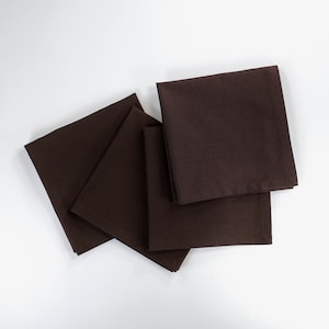 Cloth lunch napkins, brown cotton fabric, 12x12 inches, set of 4
