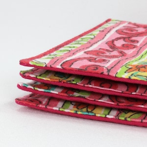 Floral Striped Fabric Coasters, Set of 4