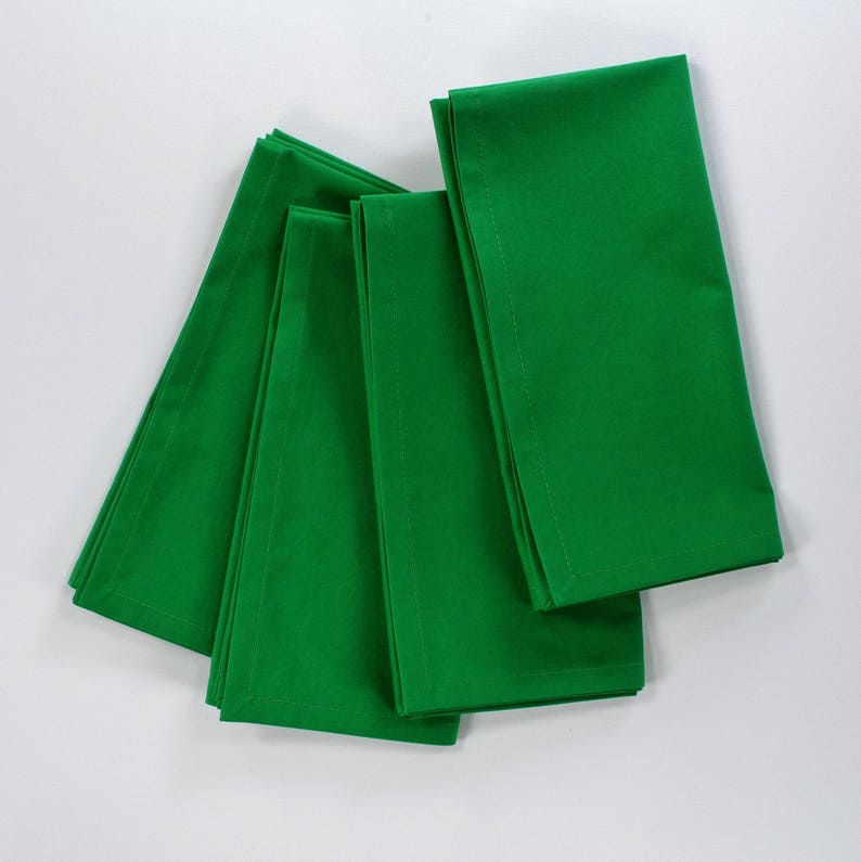 Green Cotton Dinner Napkins, Christmas Napkins, St Patricks Day, Bright