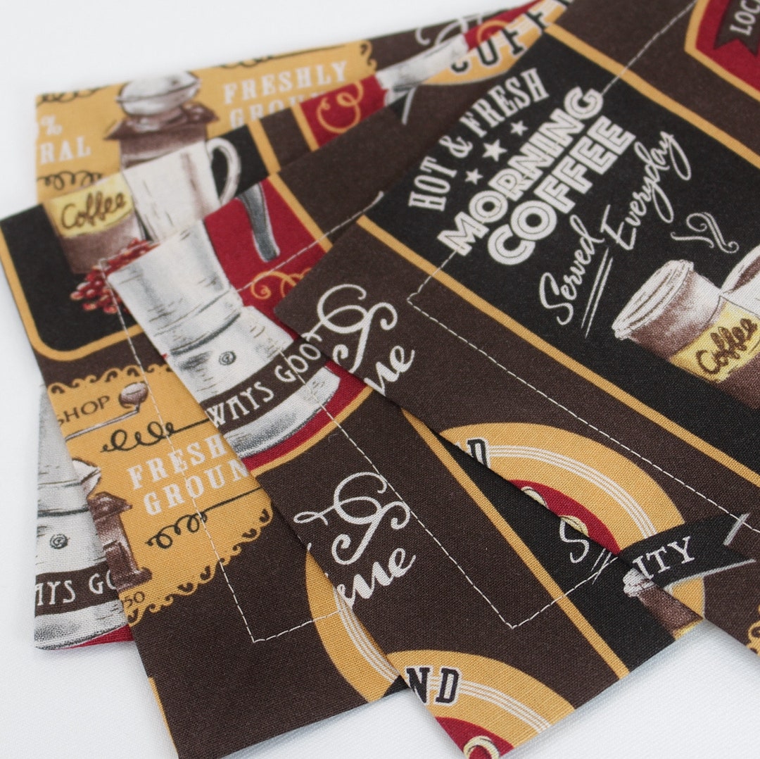 Coffee Theme Cocktail Napkins Cotton Fabric 6x6 Inches Etsy