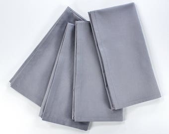 Medium gray cloth dinner napkins, cotton fabric, 18x18 inches, set of 4, hdn15