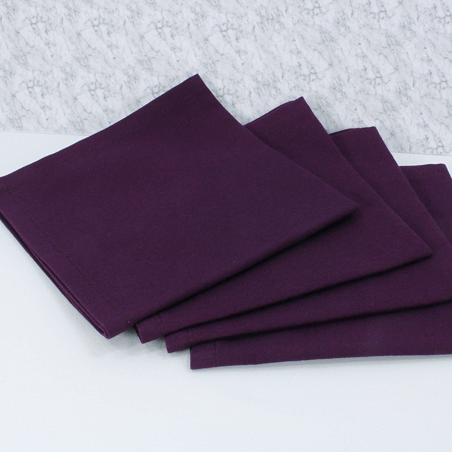 Eggplant Cloth Lunch Napkins, Solid Color Cotton Fabric, 12x12 Inches ...