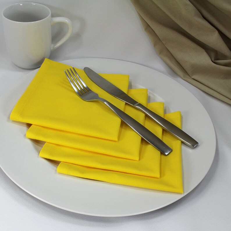 Lemon Yellow Napkins Picnic Napkins Yellow Cotton Napkin Etsy