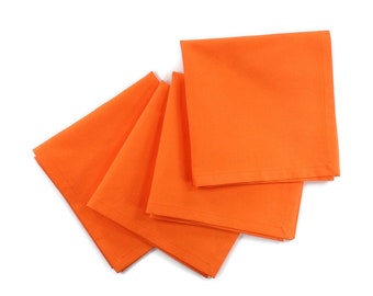 Orange Cloth Lunch Napkins, 12x12 Inches, Set of 4