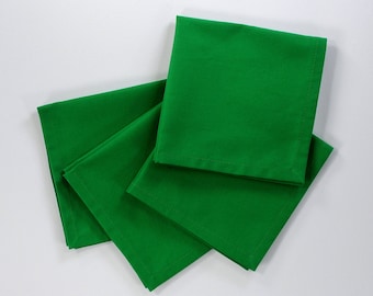 Solid green napkins, Christmas napkins, jewel toned napkins, holiday tablescape, 12x12 inches, set of 4