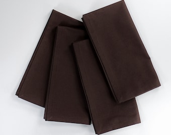 Brown cloth dinner napkins, cotton fabric, 18x18 inches, set of 4, hdn36