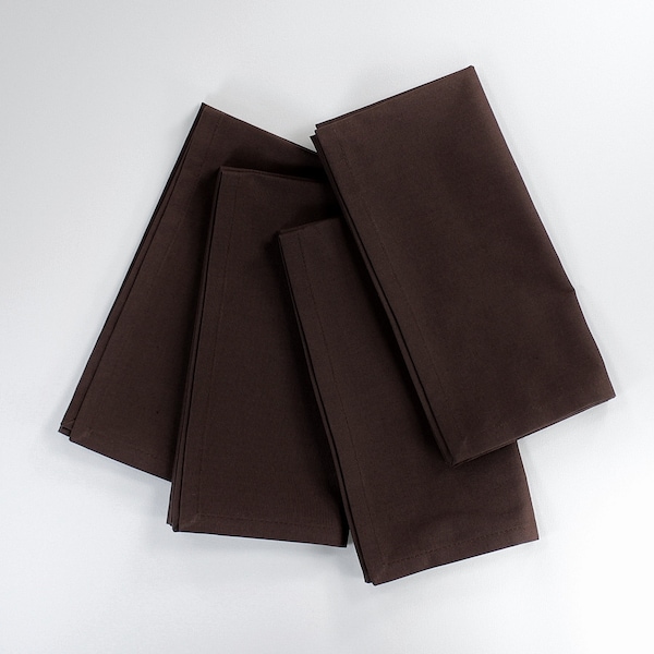 Brown cloth dinner napkins, cotton fabric, 18x18 inches, set of 4, hdn36