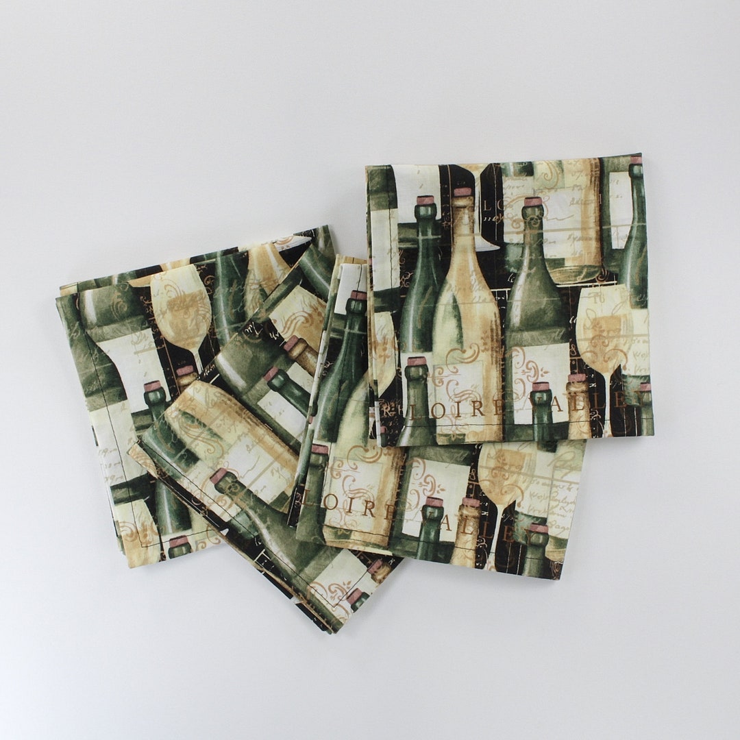 Wine Bottle Napkins, Cotton Napkins, Wine Theme Gift, Wine Lover Gift