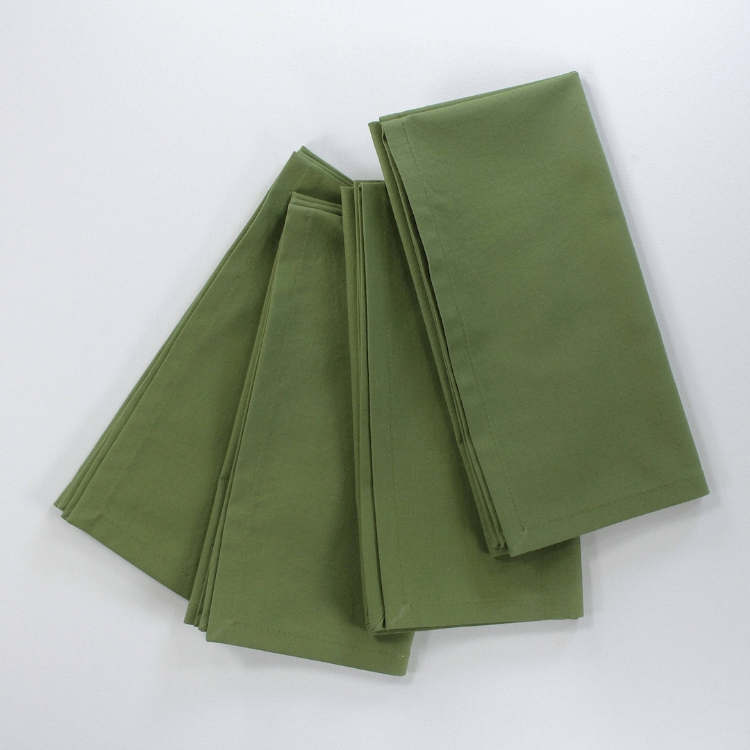 Olive Green Dinner Napkins, Cotton Fabric, Solid Color, 18x18 Inches