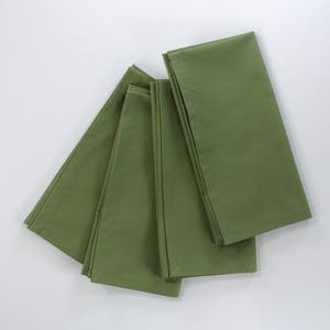 Olive green dinner napkins, cotton fabric, solid color, 18x18 inches, set of 4