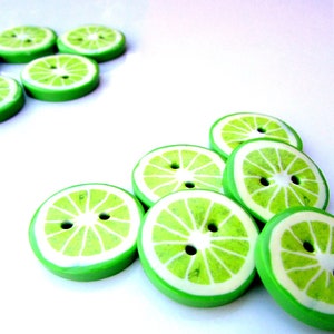 Lime buttons - Lime - Kid's Buttons - Cute Buttons - Green buttons - fun buttons - Slice of Lime - Mini food - Kawaii - Buttons by Benji