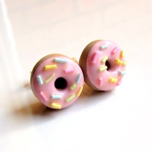 Doughnut Earrings - .925 sterling silver studs - Donut Earrings - Lightweight Earrings - Australian Made - Sprinkle doughnut earrings