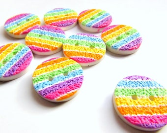 Rainbow Buttons - 19mm - Handmade - Australian Made - Handcrafted - Designer Buttons - Rainbows - Textured Buttons - Unique Buttons