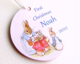 Peter Rabbit Christmas Ornament - Personalized First Christmas