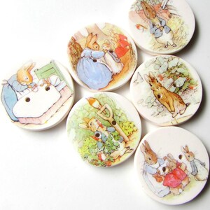 Peter Rabbit buttons Beatrix Potter 1 buttons Kid's Buttons Cute Buttons Storybook Buttons Rabbit Buttons Focal Handmade image 2