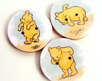 Winnie the Pooh Buttons - Pooh Jumping in the Woods