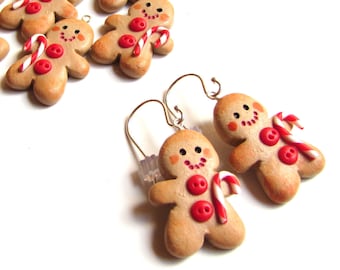 Gingerbread Man Earrings - Gingerbread Men - Sterling Silver Earrings - Handmade Jewelry - Cute Earrings - Christmas earrings