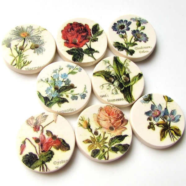 Vintage Garden buttons - handmade