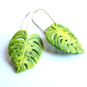 Monstera Leaf earrings - Handmade in Australia - Sterling Silver Ear Wires - Sensitive - Botanical earrings - Handmade earrings