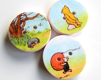 Handmade Winnie the Pooh Buttons - Eeyore has a Birthday