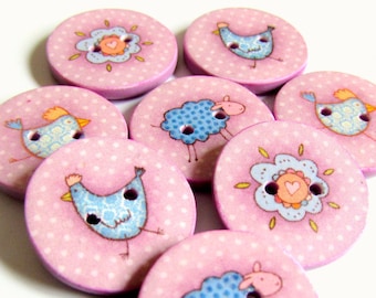 Buttons - Pink Spring Farm Buttons