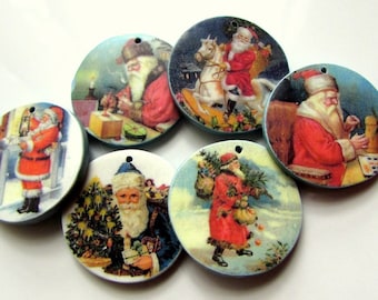 Santa Buttons - Christmas Buttons - Christmas Tokens - 1" Christmas Decorations - Vintage Christmas - Santa Buttons - Santa Decoration
