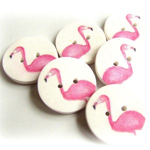 Flamingo Buttons - Australian Made - Handcrafted - 1 inch - Flamingos - Pink Flamingoes - Flamingoes - Pink and White - Gorgeous buttons