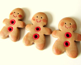 Gingerbread Man Buttons 18 x 24mm - Handmade in Australia - Mini Food - Cute kids buttons - Buttons by Benji - Cute Buttons - Tiny Food