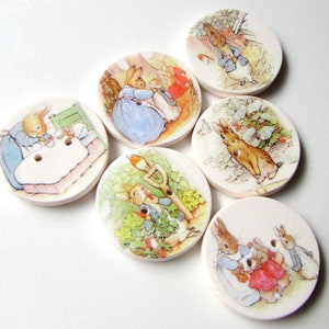Peter Rabbit buttons Beatrix Potter 1 buttons Kid's Buttons Cute Buttons Storybook Buttons Rabbit Buttons Focal Handmade image 3