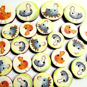 Chicken Buttons - 18mm, 22mm or 24mm - 2/3", 7/8" or 1" - Australian Made - Handcrafted - Hen Buttons - Chooks - Farmyard - Chicken on nest image 6