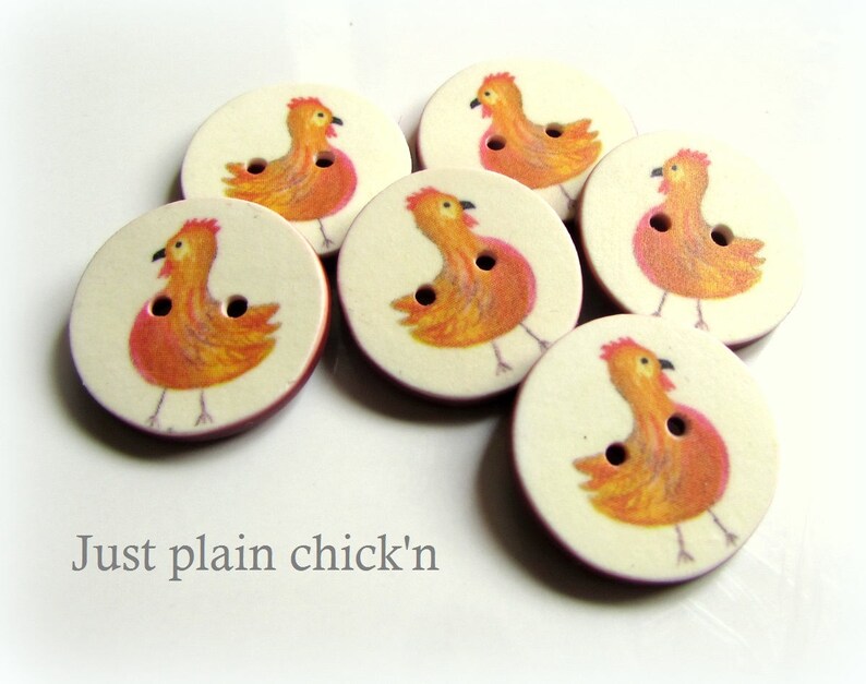 Chicken Buttons - 18mm, 22mm or 24mm - 2/3", 7/8" or 1" - Australian Made - Handcrafted - Hen Buttons - Chooks - Farmyard - Chicken on nest image 3