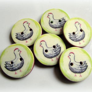 Chicken Buttons - 18mm, 22mm or 24mm - 2/3", 7/8" or 1" - Australian Made - Handcrafted - Hen Buttons - Chooks - Farmyard - Chicken on nest image 8