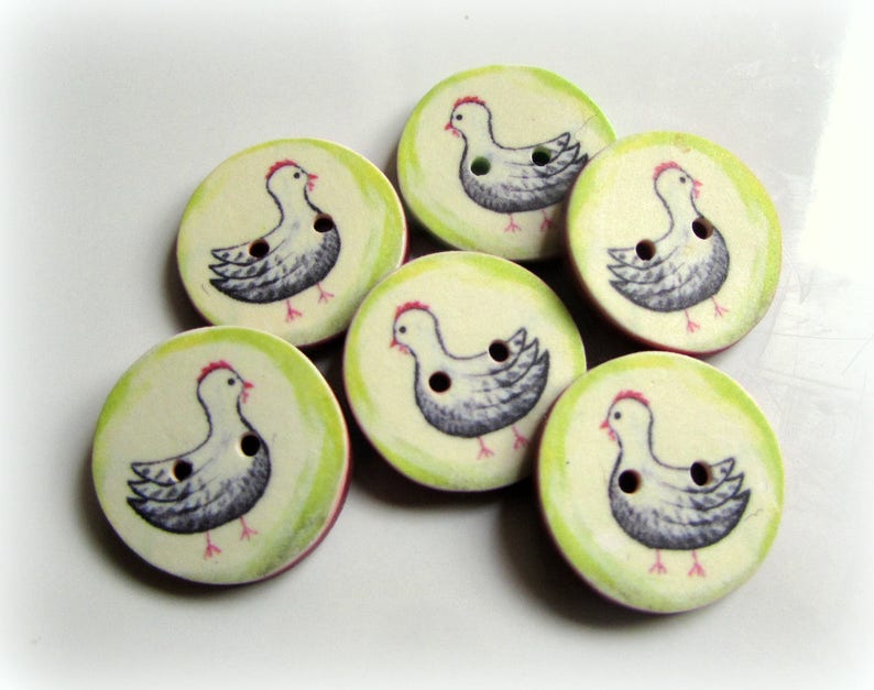 Chicken Buttons - 18mm, 22mm or 24mm - 2/3", 7/8" or 1" - Australian Made - Handcrafted - Hen Buttons - Chooks - Farmyard - Chicken on nest image 8