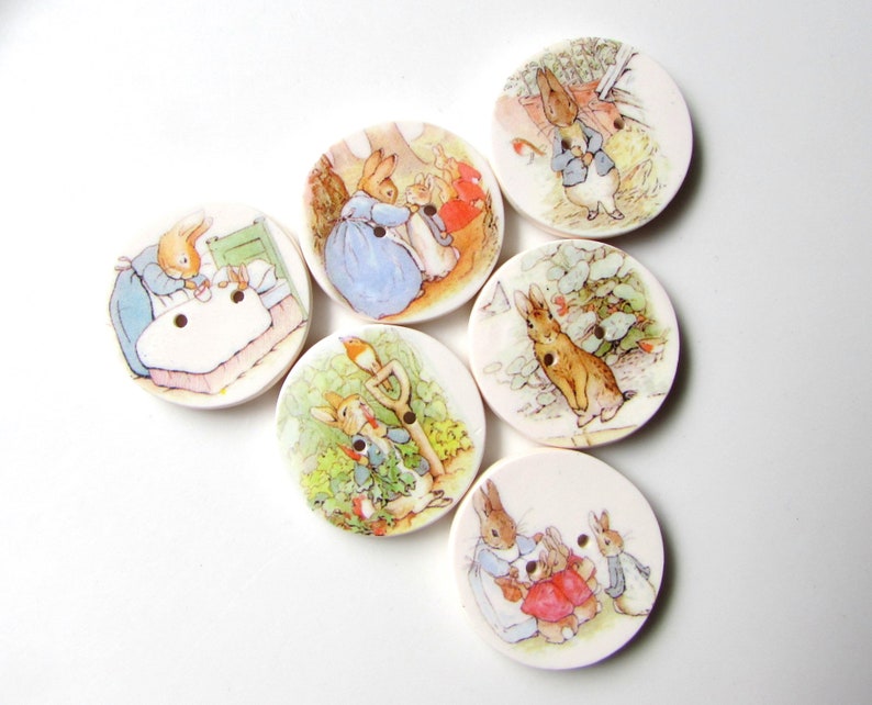 Peter Rabbit buttons Beatrix Potter 1 buttons Kid's Buttons Cute Buttons Storybook Buttons Rabbit Buttons Focal Handmade image 4