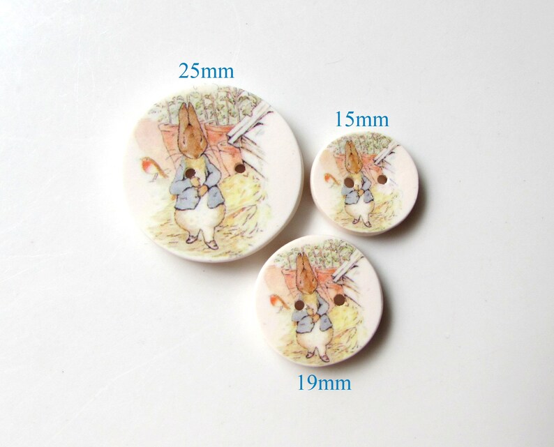 Peter Rabbit buttons Beatrix Potter 1 buttons Kid's Buttons Cute Buttons Storybook Buttons Rabbit Buttons Focal Handmade image 5