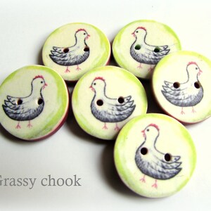 Chicken Buttons - 18mm, 22mm or 24mm - 2/3", 7/8" or 1" - Australian Made - Handcrafted - Hen Buttons - Chooks - Farmyard - Chicken on nest image 5
