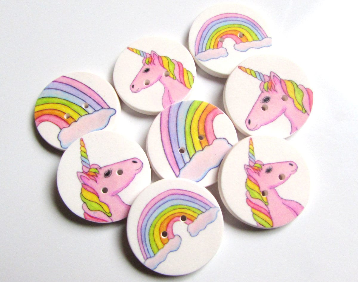 Rainbow Unicorn Buttons 18mm 22mm or 25mm 2/3 Etsy Australia