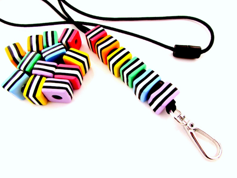 Rainbow Lanyard Liquorice Allsorts Nurse Lanyard Office Key Handmade Comfortable Australian Made Teacher image 5