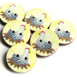 Chicken Buttons - 18mm, 22mm or 24mm - 2/3", 7/8" or 1" - Australian Made - Handcrafted - Hen Buttons - Chooks - Farmyard - Chicken on nest image 9